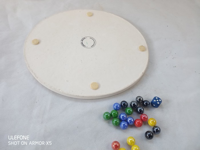Jeu de solitaire en pierre avec les billes en verre 30 cm Atelier Jeudis France Très bon état - Vue 5 - 